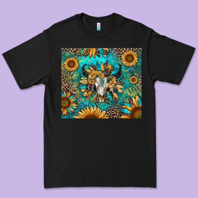Bull Skull Sunflowers Premium Tee Designed By Ranaportraitstore