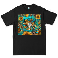 Black bull skull sunflowers Premium Tee - RanaPortraitStore