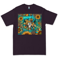 Plum bull skull sunflowers Premium Tee - RanaPortraitStore