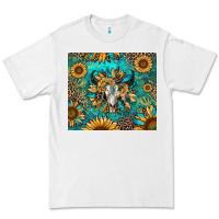 White bull skull sunflowers Premium Tee - RanaPortraitStore
