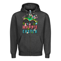 Charcoal Heather easter monster truck Zipper Hoodie - MaliasSmallBusiness