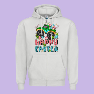 Easter Monster Truck Zipper Hoodie Designed By Maliassmallbusiness