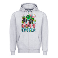 Heather Grey easter monster truck Zipper Hoodie - MaliasSmallBusiness