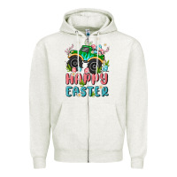 Oatmeal Heather easter monster truck Zipper Hoodie - MaliasSmallBusiness