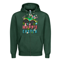 Sports Green easter monster truck Zipper Hoodie - MaliasSmallBusiness