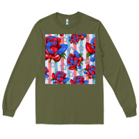 Army Green patriotic roses Long Sleeve Tee - BundleAndBundleShop