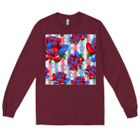 Burgundy patriotic roses Long Sleeve Tee - BundleAndBundleShop