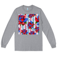 Heather Grey patriotic roses Long Sleeve Tee - BundleAndBundleShop