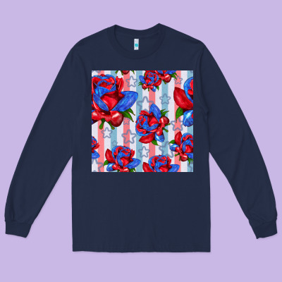 Patriotic Roses Long Sleeve Tee Designed By Bundleandbundleshop