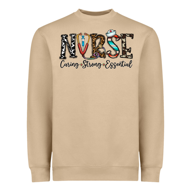 Nurse Caring Strong Essential Heavyweight Sweatshirt by CowhideDigitalArt | Teevron