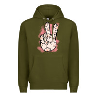 Army Green Floral Peace Sign Premium Hoodie - Jasminsmagicworld