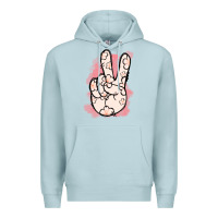 Blue Mist Floral Peace Sign Premium Hoodie - Jasminsmagicworld