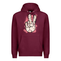 Burgundy Floral Peace Sign Premium Hoodie - Jasminsmagicworld