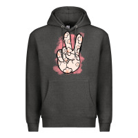 Charcoal Heather Floral Peace Sign Premium Hoodie - Jasminsmagicworld