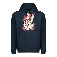 Navy Floral Peace Sign Premium Hoodie - Jasminsmagicworld