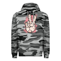 Slate Camo Floral Peace Sign Premium Hoodie - Jasminsmagicworld