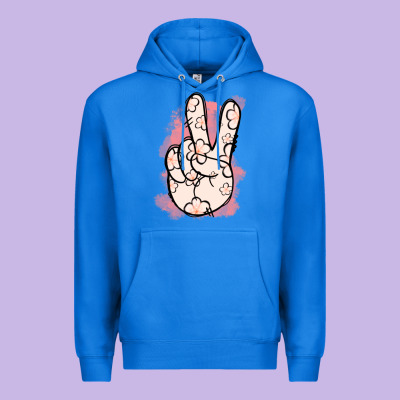Floral Peace Sign Premium Hoodie Designed By Jasminsmagicworld