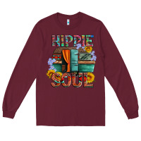 Burgundy hippie soul with caravan and flowers Long Sleeve Tee - Artiststas