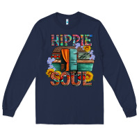 Navy hippie soul with caravan and flowers Long Sleeve Tee - Artiststas