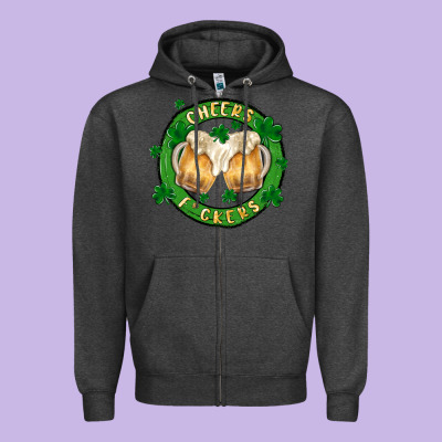 Cheers Fckers Zipper Hoodie Designed By Maliassmallbusiness