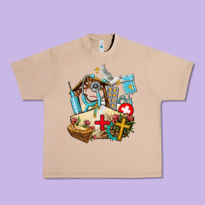 Nurse  Cross And Jesus Urban Heavy Tee Designed By Adodesignshop