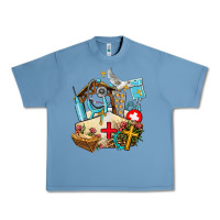 Pebble Blue nurse  cross and jesus Urban Heavy Tee - AdoDesignShop