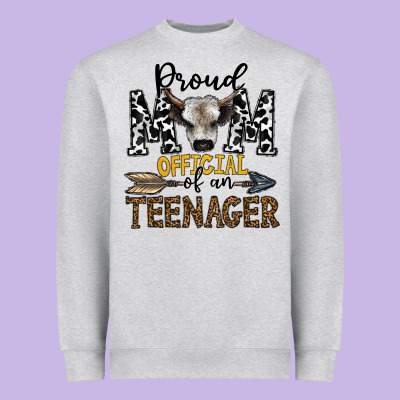 Proud Mom Official Of An Teenager Heavyweight Sweatshirt Designed By Cowhidedigitalart