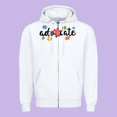 Advocate Autism Zipper Hoodie Designed By Maliassmallbusiness