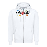White advocate autism Zipper Hoodie - MaliasSmallBusiness