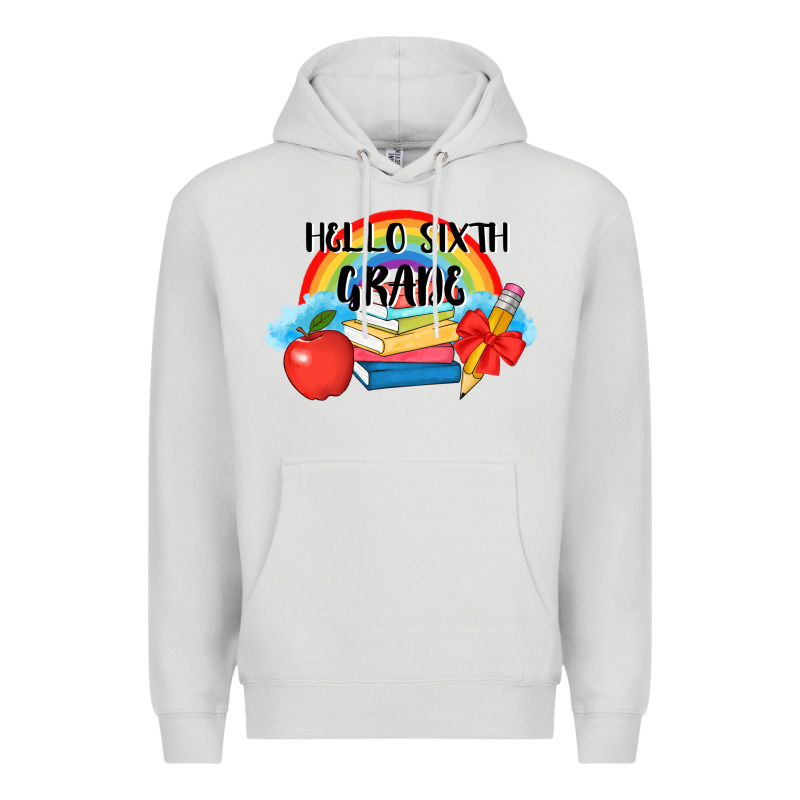 Back To School Hello Sixth Grade 3200x2400 Premium Hoodie by AdoDesignShop | Teevron