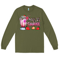 Army Green milkshake with strawberry Long Sleeve Tee - AdoDesignShop