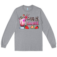 Heather Grey milkshake with strawberry Long Sleeve Tee - AdoDesignShop