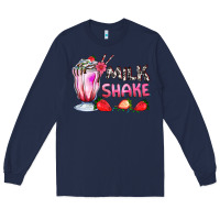 Navy milkshake with strawberry Long Sleeve Tee - AdoDesignShop