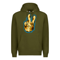 Army Green Yellow Glitter Sunflower Peace Sign Premium Hoodie - Jasminsmagicworld