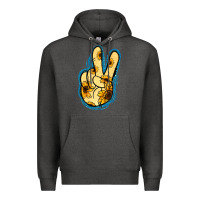 Charcoal Heather Yellow Glitter Sunflower Peace Sign Premium Hoodie - Jasminsmagicworld