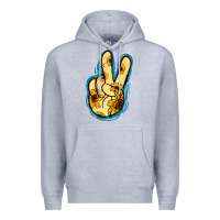Heather Grey Yellow Glitter Sunflower Peace Sign Premium Hoodie - Jasminsmagicworld