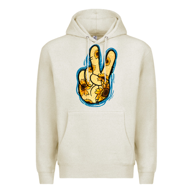 Yellow Glitter Sunflower Peace Sign Premium Hoodie by Jasminsmagicworld | Teevron