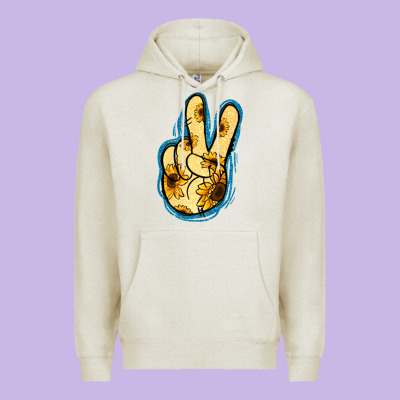 Yellow Glitter Sunflower Peace Sign Premium Hoodie Designed By Jasminsmagicworld