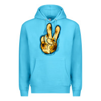 Ocean Blue Yellow Glitter Sunflower Peace Sign Premium Hoodie - Jasminsmagicworld