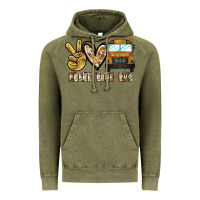Vintage Olive peace love bus Vintage Hoodie - CowhideDigitalArt