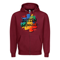 Burgundy autism advocate Zipper Hoodie - MaliasSmallBusiness