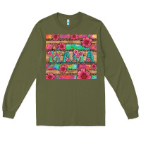 Army Green mama with tie dye and flowers Long Sleeve Tee - Artiststas