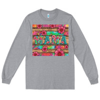 Heather Grey mama with tie dye and flowers Long Sleeve Tee - Artiststas