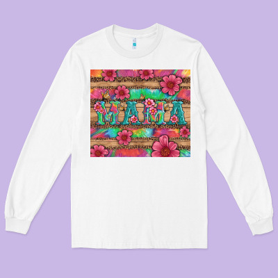 Mama With Tie Dye And Flowers Long Sleeve Tee Designed By Artiststas
