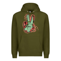 Army Green Green Glitter Floral Peace Sign Premium Hoodie - Jasminsmagicworld