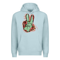 Blue Mist Green Glitter Floral Peace Sign Premium Hoodie - Jasminsmagicworld