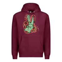 Burgundy Green Glitter Floral Peace Sign Premium Hoodie - Jasminsmagicworld