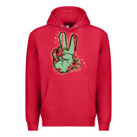 Cardinal Green Glitter Floral Peace Sign Premium Hoodie - Jasminsmagicworld