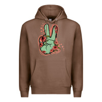 Chestnut Green Glitter Floral Peace Sign Premium Hoodie - Jasminsmagicworld