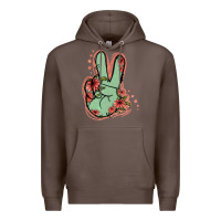 Coffee Green Glitter Floral Peace Sign Premium Hoodie - Jasminsmagicworld